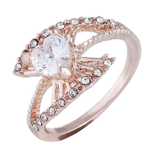 Rose Gold Ring With Heart Crystal size 10 - Picture 1 of 2